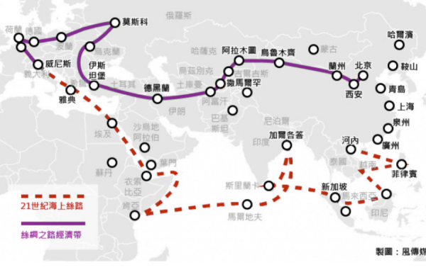 一带一路经过的地区和国家具体的路线图