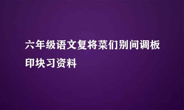 六年级语文复将菜们别间调板印块习资料