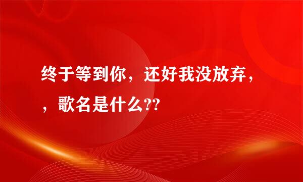 终于等到你，还好我没放弃，，歌名是什么??