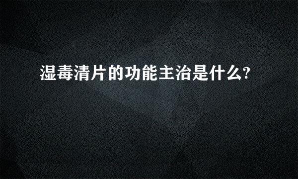 湿毒清片的功能主治是什么?