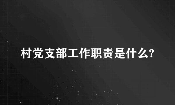 村党支部工作职责是什么?