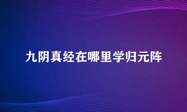 九阴真经在哪里学归元阵