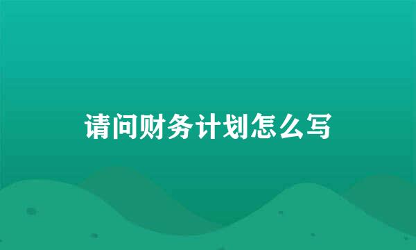 请问财务计划怎么写