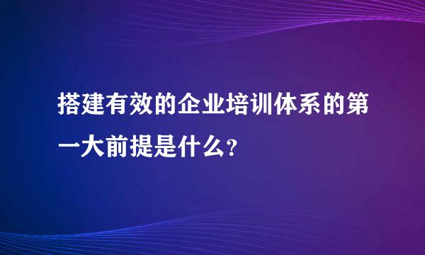 搭建有效的企业培训体系的第一大前提是什么？