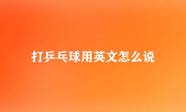 打乒乓球用英文怎么说