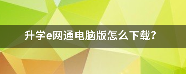 升求特低学e网通电脑版怎么下载？