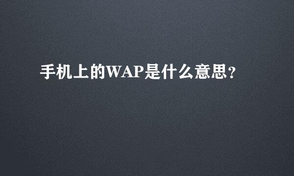 手机上的WAP是什么意思？