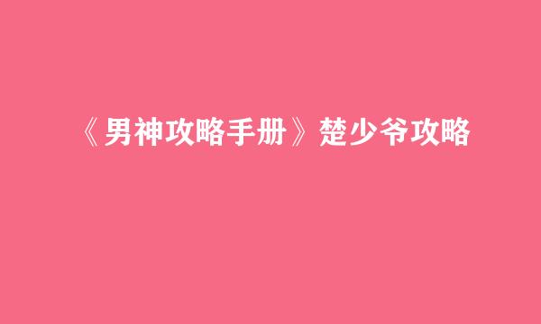 《男神攻略手册》楚少爷攻略