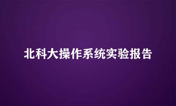 北科大操作系统实验报告