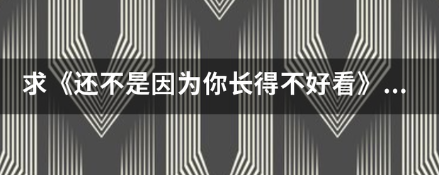 求《还不是因为你长得不好看》歌词