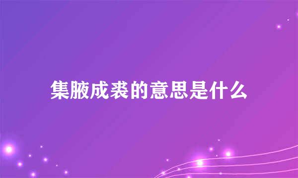 集腋成裘的意思是什么