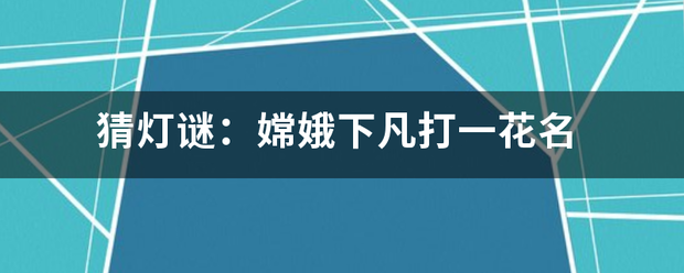 猜灯谜：嫦娥来自下凡打一花名