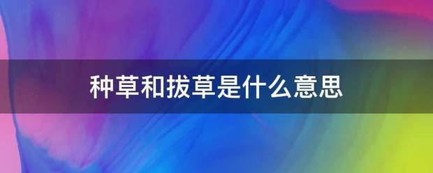 种草和来自拔草是什么意思