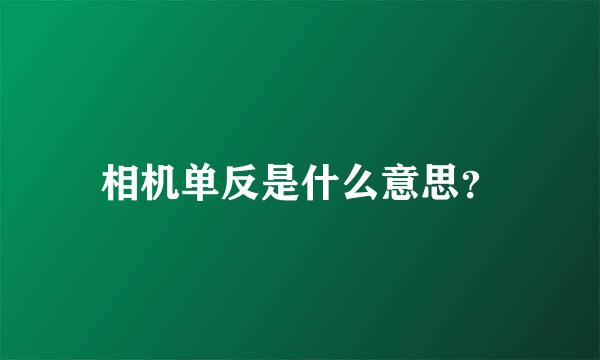 相机单反是什么意思？