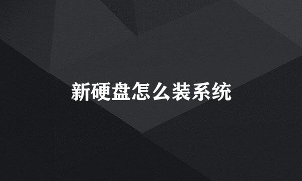 新硬盘怎么装系统