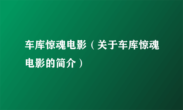 车库惊魂电影（关于车库惊魂电影的简介）