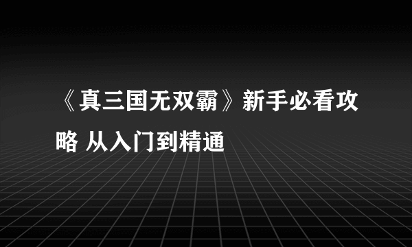 《真三国无双霸》新手必看攻略 从入门到精通