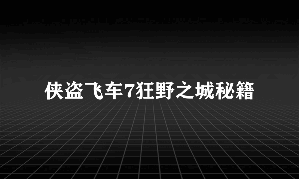 侠盗飞车7狂野之城秘籍