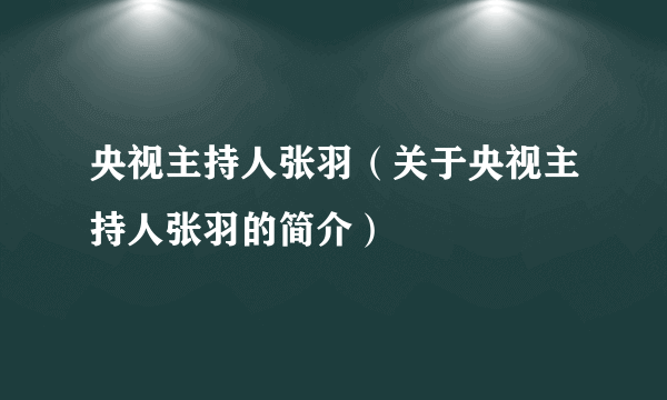 央视主持人张羽（关于央视主持人张羽的简介）