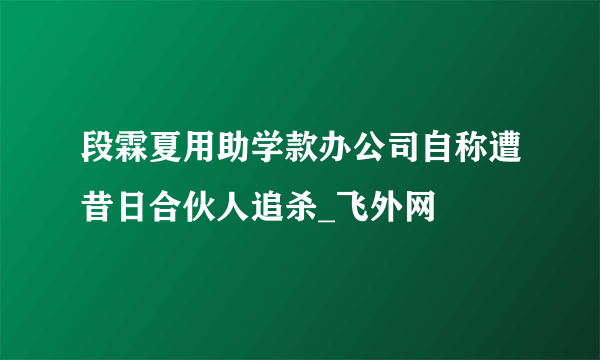 段霖夏用助学款办公司自称遭昔日合伙人追杀_飞外网