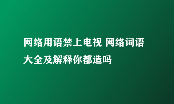 网络用语禁上电视 网络词语大全及解释你都造吗