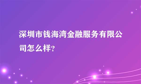 深圳市钱海湾金融服务有限公司怎么样？