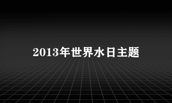 2013年世界水日主题