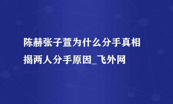 陈赫张子萱为什么分手真相 揭两人分手原因_飞外网