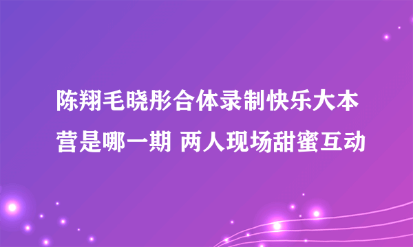 陈翔毛晓彤合体录制快乐大本营是哪一期 两人现场甜蜜互动