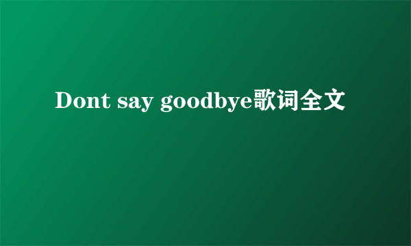 Dont say goodbye歌词全文