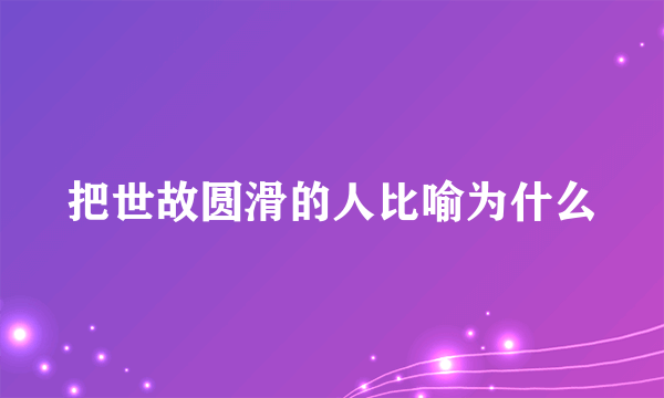 把世故圆滑的人比喻为什么