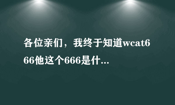 各位亲们，我终于知道wcat666他这个666是什么意思了