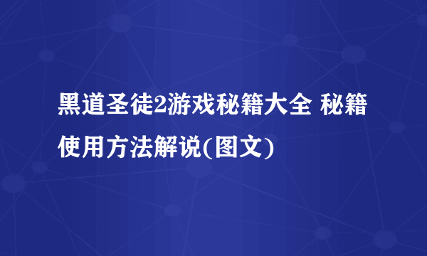 黑道圣徒2游戏秘籍大全 秘籍使用方法解说(图文)