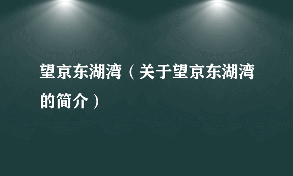 望京东湖湾（关于望京东湖湾的简介）