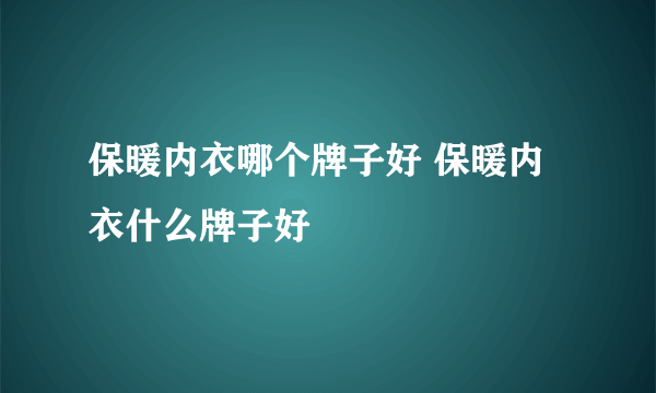 保暖内衣哪个牌子好 保暖内衣什么牌子好