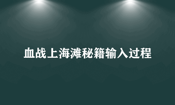 血战上海滩秘籍输入过程