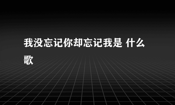 我没忘记你却忘记我是 什么歌