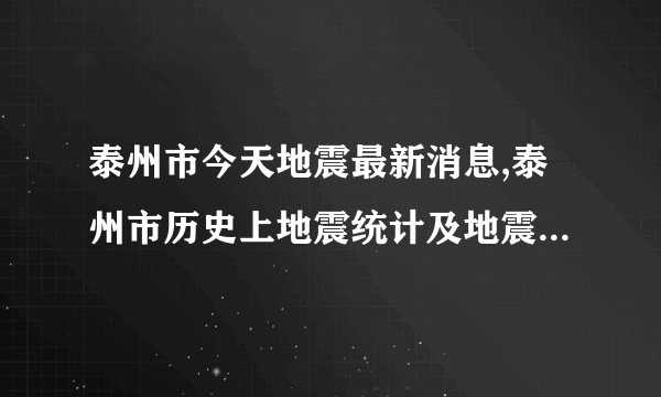 泰州市今天地震最新消息,泰州市历史上地震统计及地震带分布图