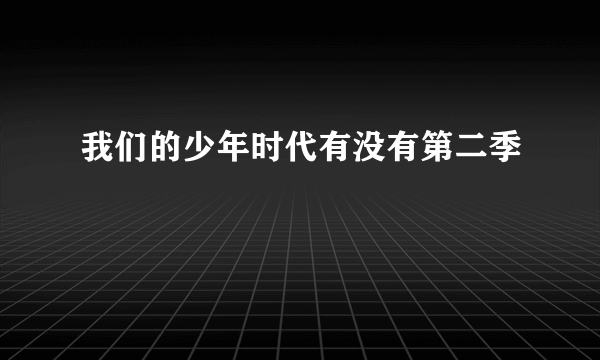 我们的少年时代有没有第二季