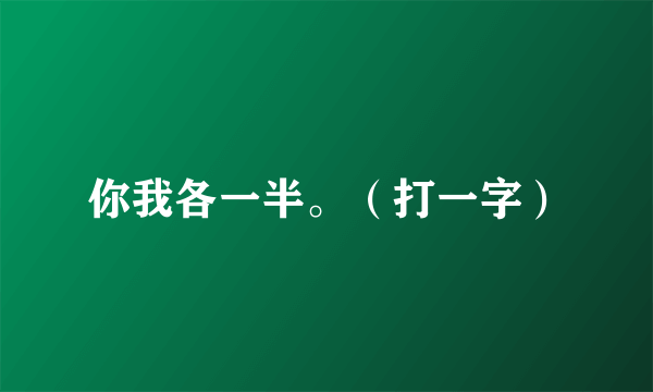 你我各一半。（打一字）