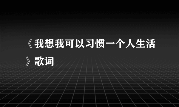 《我想我可以习惯一个人生活》歌词