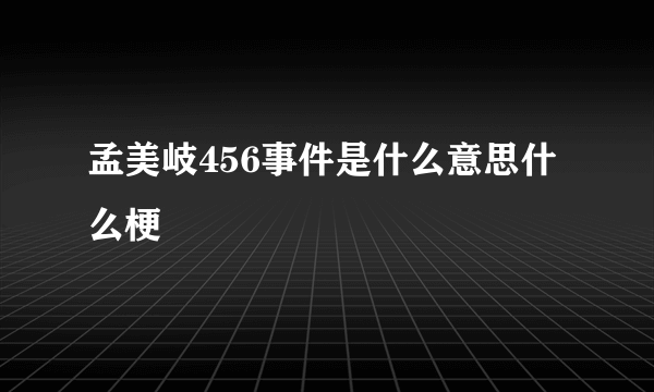 孟美岐456事件是什么意思什么梗