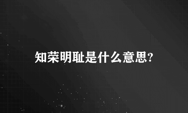 知荣明耻是什么意思?