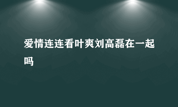 爱情连连看叶爽刘高磊在一起吗