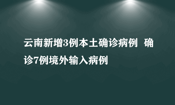 云南新增3例本土确诊病例  确诊7例境外输入病例