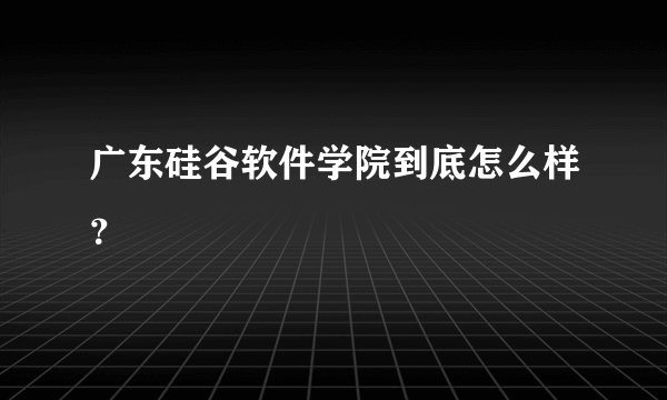 广东硅谷软件学院到底怎么样？