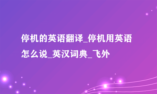 停机的英语翻译_停机用英语怎么说_英汉词典_飞外