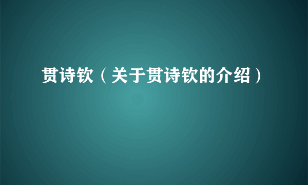 贯诗钦（关于贯诗钦的介绍）