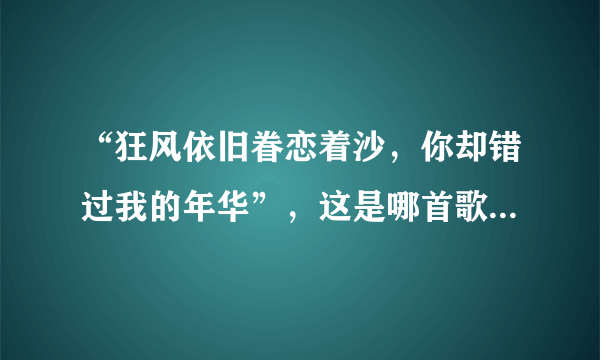 “狂风依旧眷恋着沙，你却错过我的年华”，这是哪首歌的歌词？