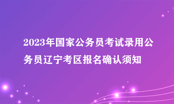 2023年国家公务员考试录用公务员辽宁考区报名确认须知